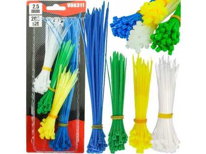 Stahovací pásky 2,5 mm barevné 200 ks, Verke V86311 1