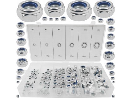 Sada metrických matic s ochranou proti zkroucení M4 M12 146 ks, Verke V06704 1