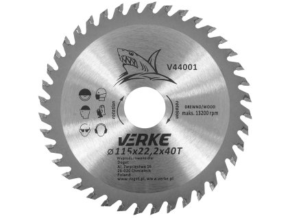 38629 vidiovy kotouc 115mm 22 2mm 40t verke v44001
