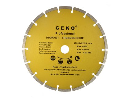 18716 kotouc rezny diamantovy segmentovy 230x8x22 23mm profi geko g00253