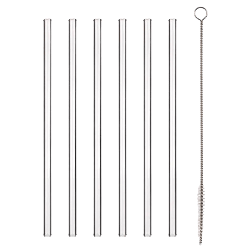 Sada sklenených slamiek – 6 ks + čistiaca kefka
