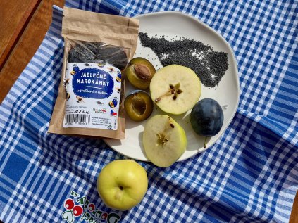 Jablečné marokánky se švestkami a mákem 100g