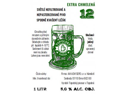 Topolský světlý extra chmelený ležák 12° - PET 1L