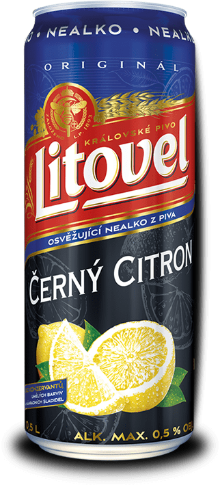Litovel nealko černý citron - plech 0,5l