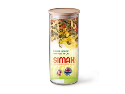 SIMAX zásobník skleněný s dřevěným víkem 1,4 l
