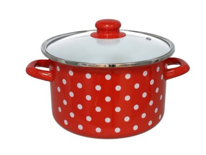 GERIMPORT rendlík s pokličkou 24 cm (3,7l) červený s bílými puntíky
