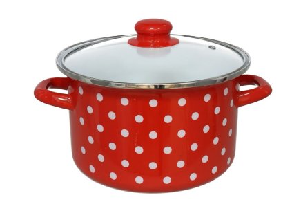 GERIMPORT hrnec s pokličkou 22 cm (3,75 l) červený s bílým puntíkem