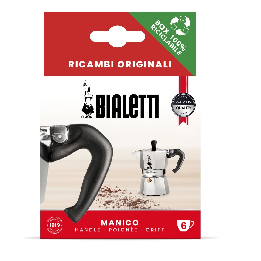 Rukojeť pro Bialetti Moka Express, Moka Elettrika (různé velikosti) Objem v⁠ porcích: 6 porcí