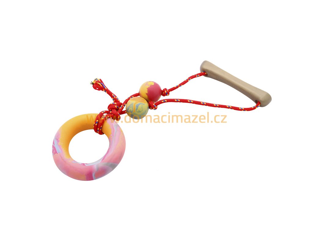 A3 Ring with rope small scented solid rubber pet toy dog Essenti Enterprises, LLC importer, exporter, supplier, distributor of pet products