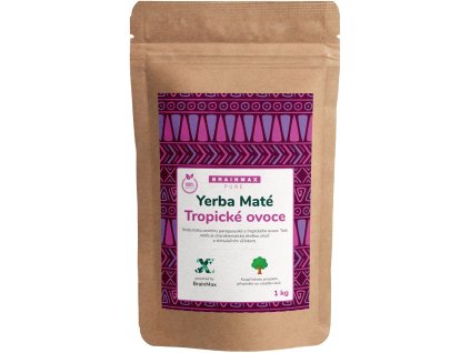 BrainMax Pure Organic Yerba Maté - Tropické ovoce, 1000 g