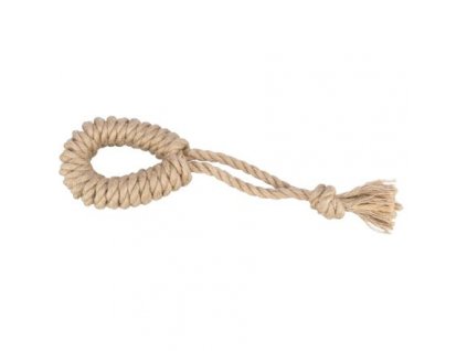 Přetahovací lano s kruhem, 32 cm, konopí/bavlna