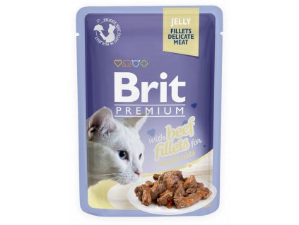 Brit premium cat kapsička filety s hovězím v želé -  85g