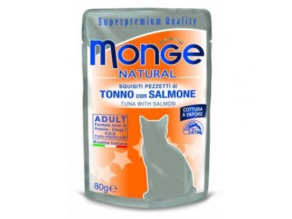 MONGE NATURAL kapsička tuňák v želé s lososem pro kočky 80 g