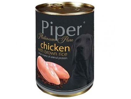 PIPER PLATINUM PURE kuře s hnědou rýží, konzerva pro psy, 400 g