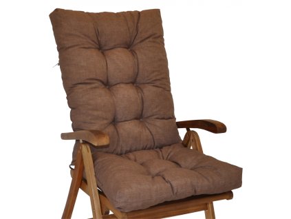 Polstr na teakové zahradní křeslo vysoké - látka hnědý melír