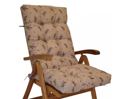 Polstr na teakové zahradní křeslo vysoké - látka levandule