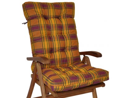 Polstr na teakové zahradní křeslo vysoké - látka okrová kostka