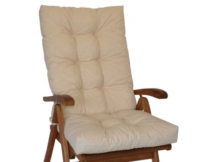 Polstr na teakové zahradní křeslo vysoké - látka světle béžový melír