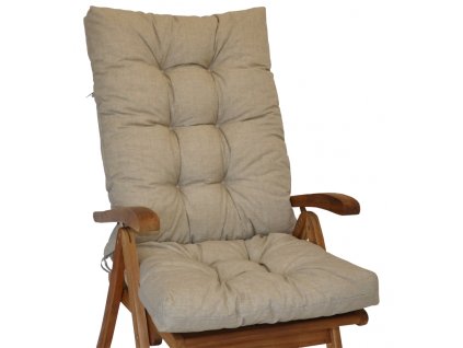 Polstr na teakové zahradní křeslo vysoké - látka tmavě béžový melír