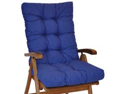Polstr na teakové zahradní křeslo vysoké - látka tmavě modrý melír