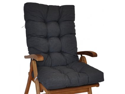 Polstr na teakové zahradní křeslo vysoké - látka tmavě šedý melír