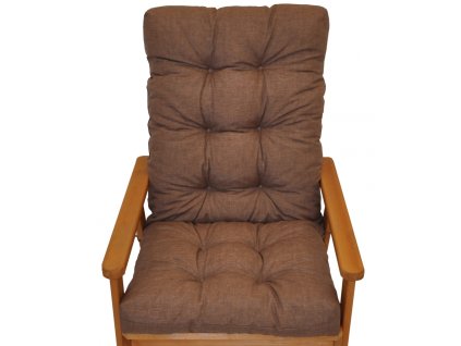 Polstr na zahradní křeslo s mašlí - látka hnědý melír