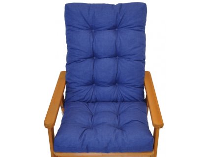 Polstr na zahradní křeslo s mašlí - látka modrý melír