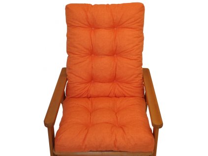 Polstr na zahradní křeslo s mašlí - látka oranžový melír