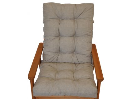 Polstr na zahradní křeslo s mašlí - látka tmavě béžový melír