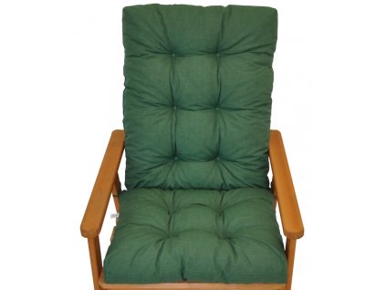 Polstr na zahradní křeslo s mašlí - látka tmavě zelený melír