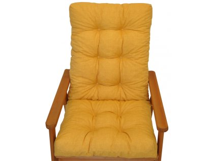 Polstr na zahradní křeslo s mašlí - látka žlutý melír