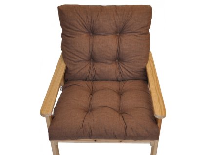 Polstr na zahradní křeslo s nízkým opěradlem - látka hnědý melír