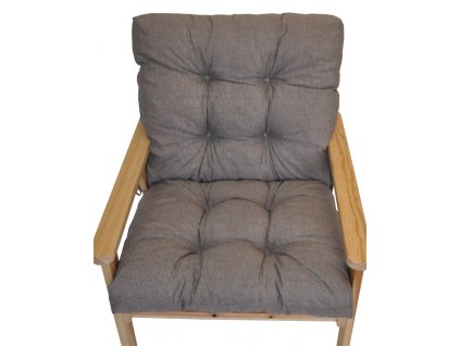 Polstr na zahradní křeslo s nízkým opěradlem - látka šedý melír