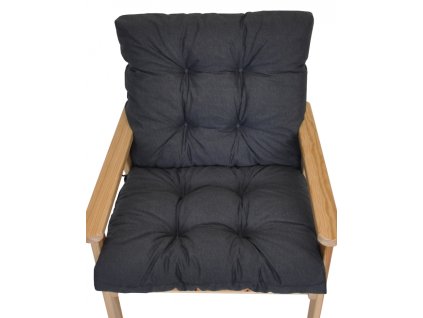 Polstr na zahradní křeslo s nízkým opěradlem - látka tmavě šedý melír