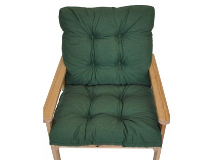Polstr na zahradní křeslo s nízkým opěradlem - látka tmavě zelený melír