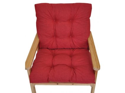 Polstr na zahradní křeslo s nízkým opěradlem - látka vínový melír