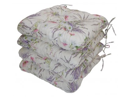 Sedák UNI Maxi motiv levandule + vlčí mák na bílé - set 4 kusy