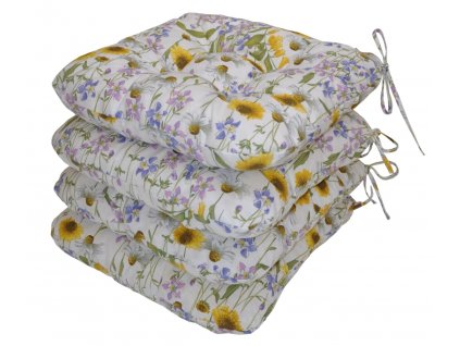 Sedák UNI Maxi motiv luční kvítí na bílé - set 4 kusy