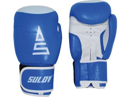 Box rukavice SULOV® kožené 12oz., modro-bílé
