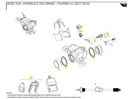 538815 disc brake caliper piston kit includes monoblock piston tool 2 21mm aluminum caliper p