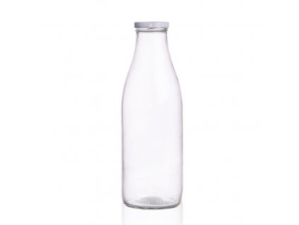 Fľaša číra,sklenená s viečkom, na mlieko, 1l