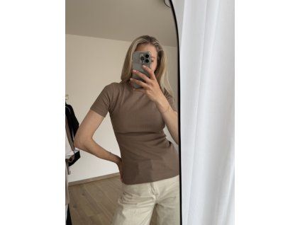 Žebrované tričko s krátkým rukávem