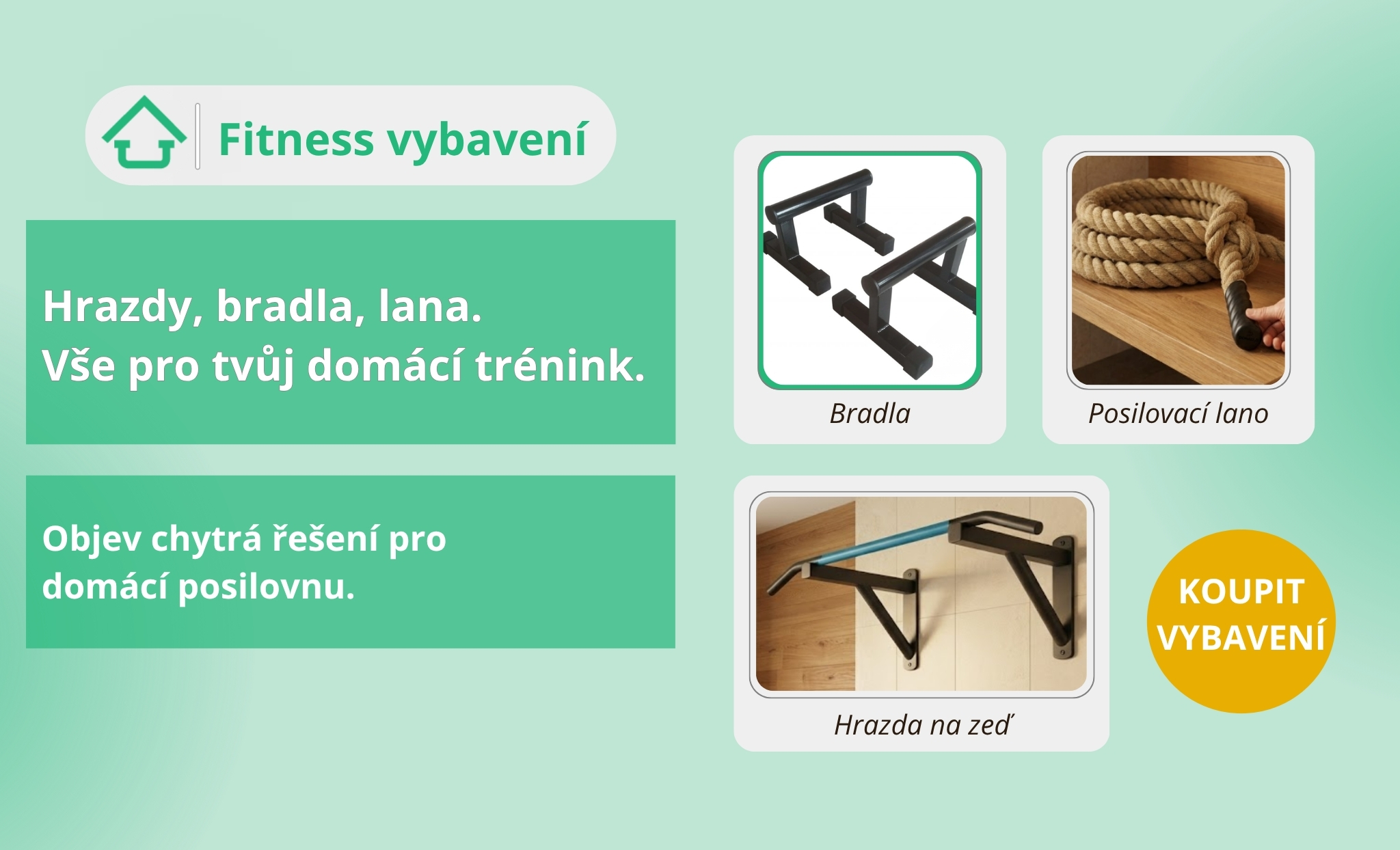 posilovací fitness, šplhací lana