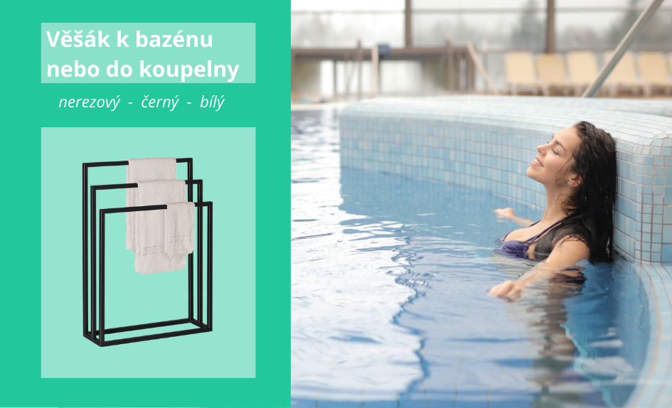 věšák na ručníky k bazénu