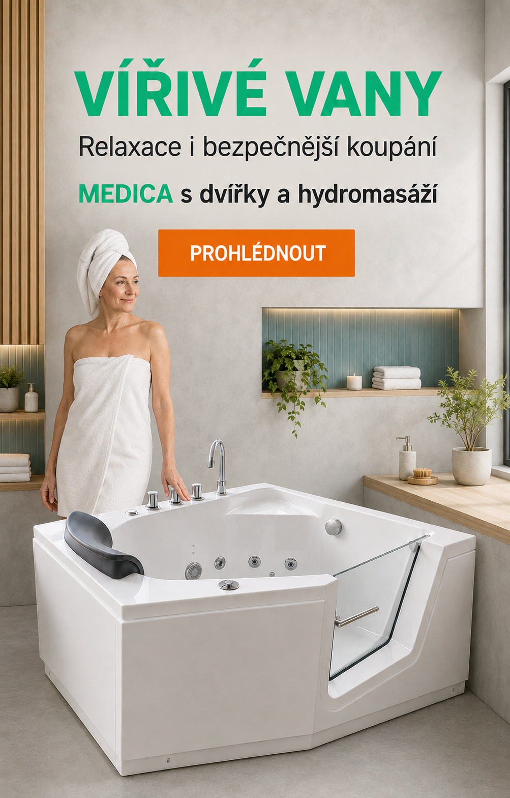 vířivky s dvířky pro seniory, postižené i rodiny