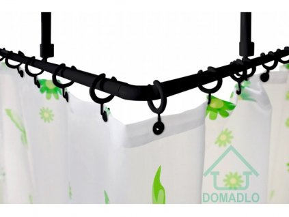 SYSTEM U 120 x 120 x 120 cm -trojstranná ČERNÁ bezbariérová tyč do sprchového koutu