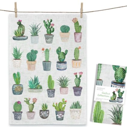Utěrka s kaktusy MALUU, 70x50 cm  100% bavlna OEKO-TEX®