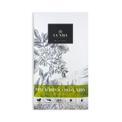 la naya 40 bila cokolada pistachio cocoa nibs s pistaciemi a nibsy bio 80 g