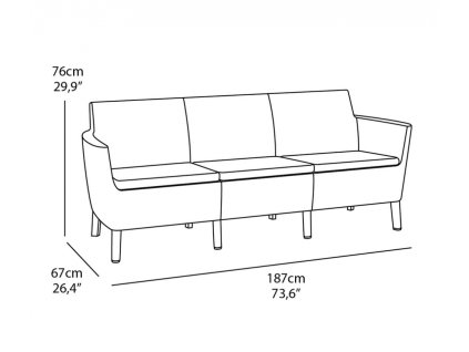 salemo 3seater brown