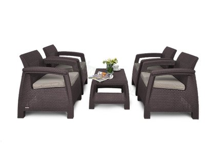 962 zahradni set allibert corfu quattro brown